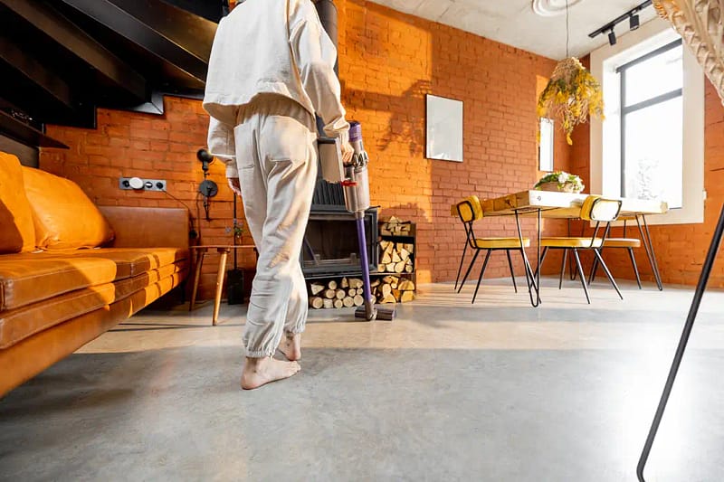 Concrete Flooring in Living Room by Floor N More in Dallas TX