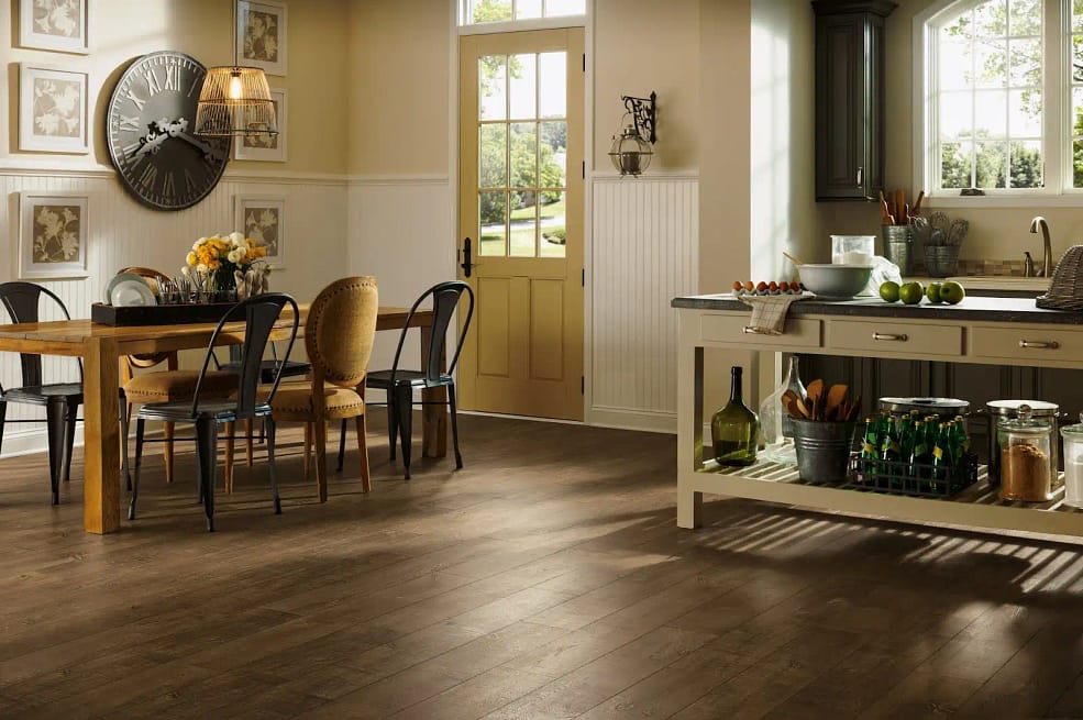 Stylish laminate flooring enhancing a contemporary interior.